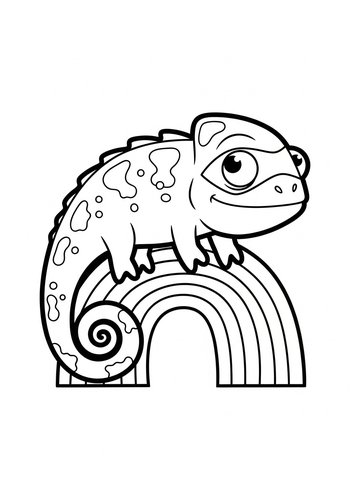 Rainbow Chameleon Coloring Fun