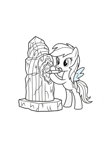 Coloring Page: Rainbow Dash Carving A Rainbow Ice Sculpture Coloring Page