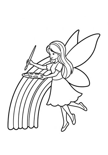 Rainbow Fairy Painter Coloring Page