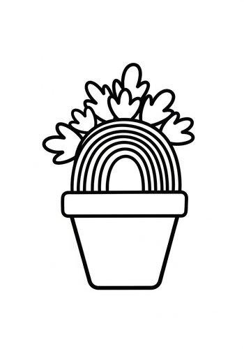 Rainbow Flower Pot Coloring Page