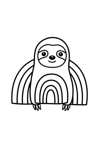 Rainbow Sloth Coloring Page Fun