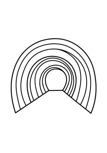 Rainbow Tunnel Coloring Page For Kids