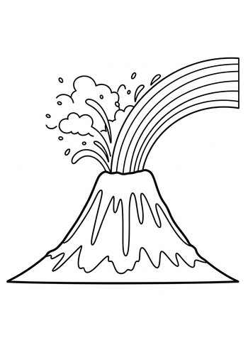 Rainbow Volcano Coloring Page