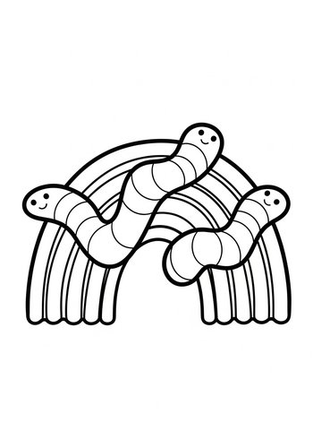 Rainbow Worms Coloring Page Fun