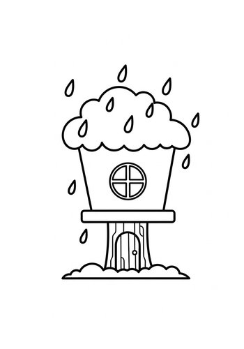 Rainy Treehouse Coloring Page For Kids