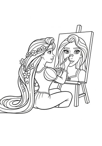 Rapunzel's Artistic Vision: Coloring Page