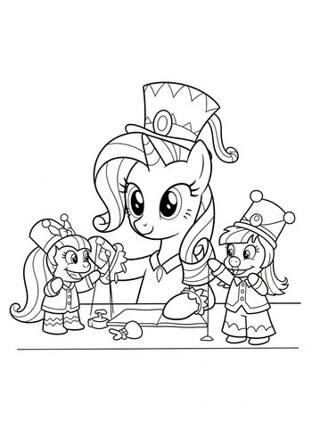 Rarity Designing Costumes: Puppet Show Coloring Fun