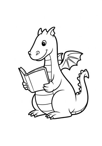 Reading Dragon Coloring Page Fun