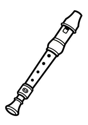 Recorder Coloring Page: Musical Instrument Fun