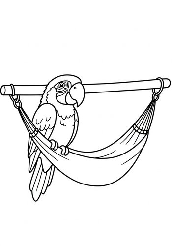 Relaxing Parrot In Hammock Coloring Page