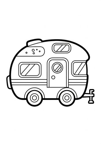 Retro Camper Coloring Page - Road Trip Fun