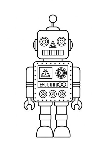 Retro Robot Coloring Page For Kids