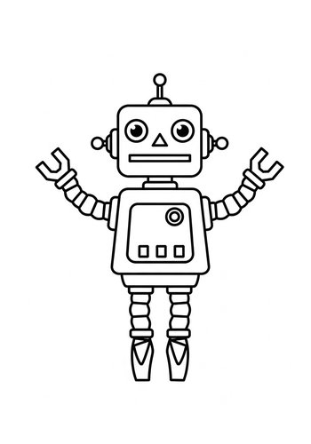 Retro Robot Coloring Page Fun
