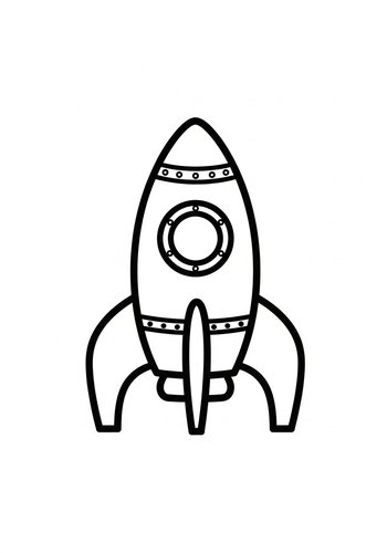 Retro Rocket Coloring Page For Kids