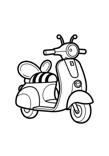 Retro Vespa Scooter Coloring Page