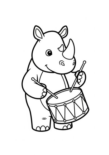 Rhino Drummer Coloring Page
