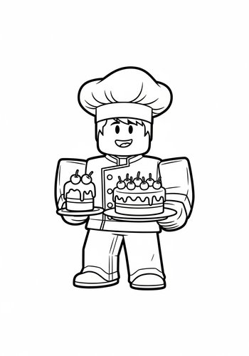 Roblox Chef Coloring Page: Delicious Desserts