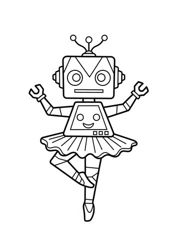 Robot Ballerina Coloring Page