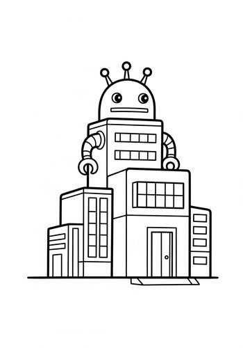 Robot Building Coloring Page