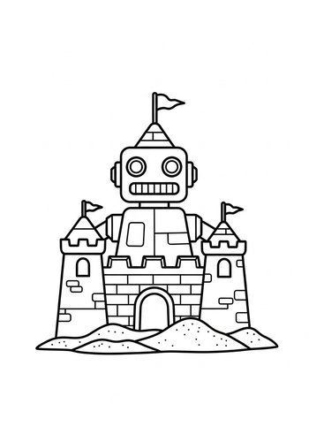 Robot Castle Coloring Page