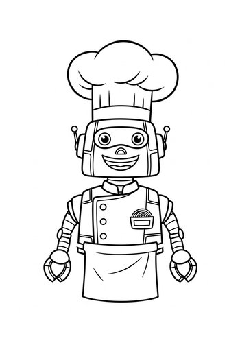 Robot Chef Coloring Page Fun