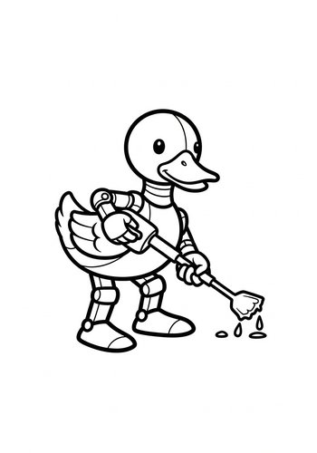 Robot Duck Coloring Page