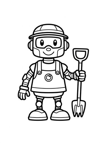 Robot Gardener Coloring Page