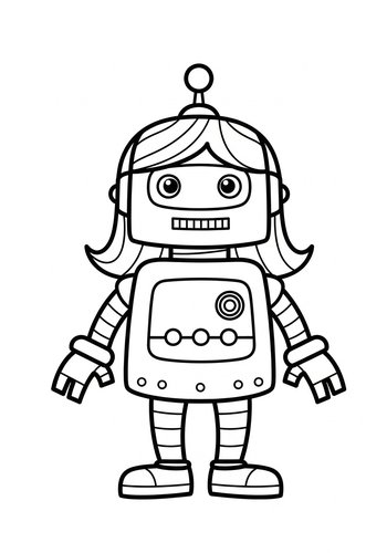 Robot Girl Coloring Page: Printable Fun
