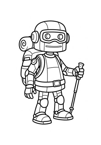 Robot Hiker Coloring Page