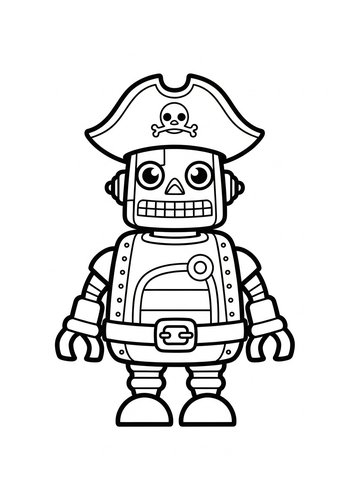 Robot Pirate Coloring Page: Ahoy Matey