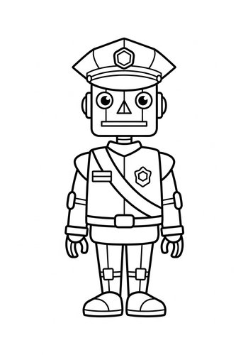 Robot Police Officer Coloring Page