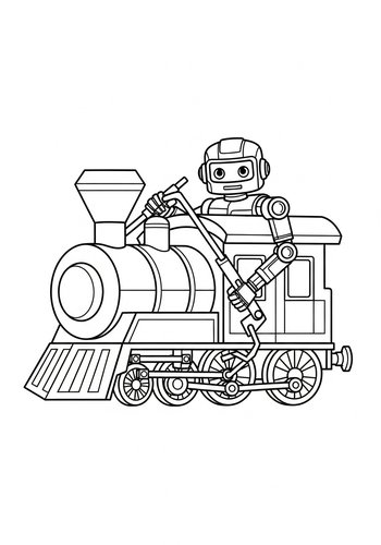 Robot Train Coloring Page: Printable Fun