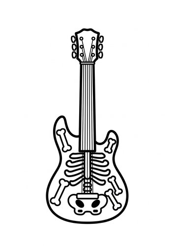 Rock 'n' Bones Guitar Coloring Page