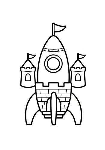 Rocket Castle Coloring Page: Blast Off With Creativity