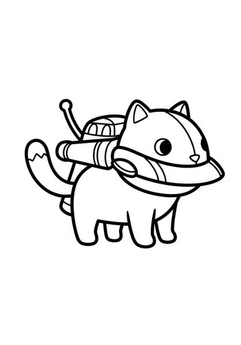 Rocket Cat Coloring Page: Out Of This World Fun