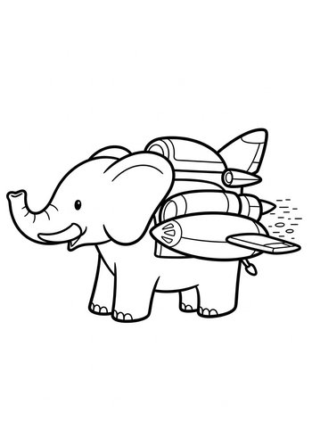 Rocket Elephant Coloring Page: Blast Off