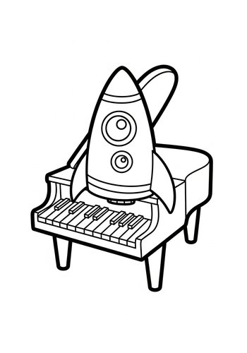 Rocket Piano Coloring Page: Blast Off With Music