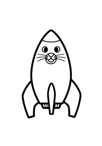 Rocket Seal Coloring Page: Blast Off With Fun