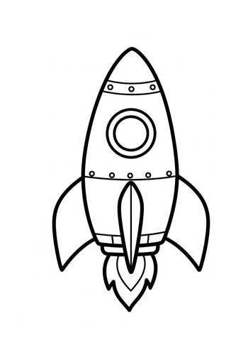 Rocket Ship Ready To Launch - Coloring Page