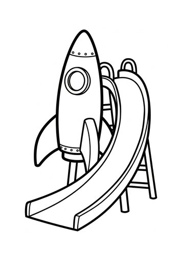 Rocket Slide Coloring Page For Kids