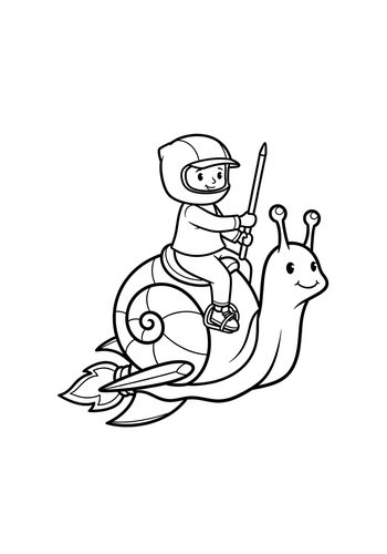 Rocket Snail Rider Coloring Page