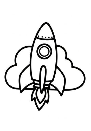Rocket Soaring Through Space Coloring Page