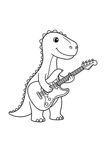 Rockin' Dino Coloring Page