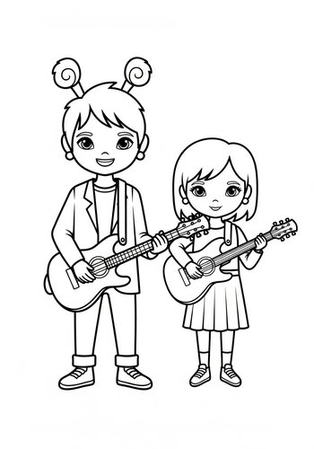 Rockin' Kids Coloring Page