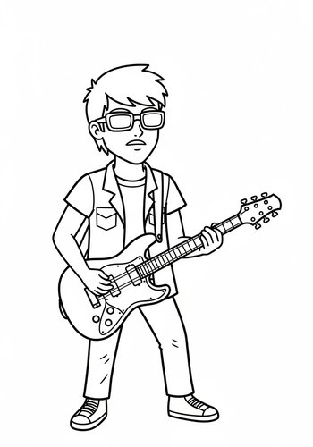 Rockstar Coloring Page: Guitar Hero