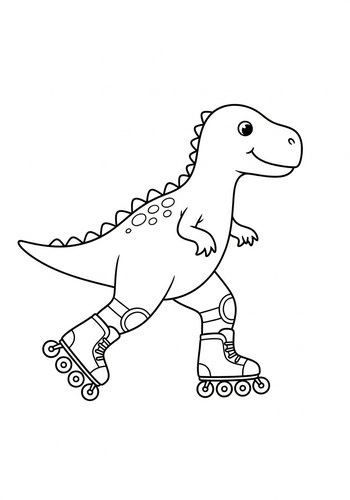 Roller Skating Dinosaur Coloring Page