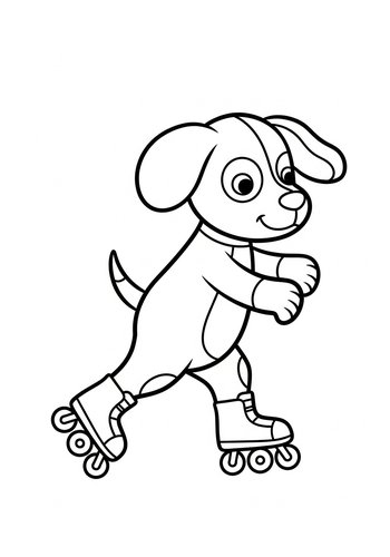 Roller Skating Dog Coloring Page