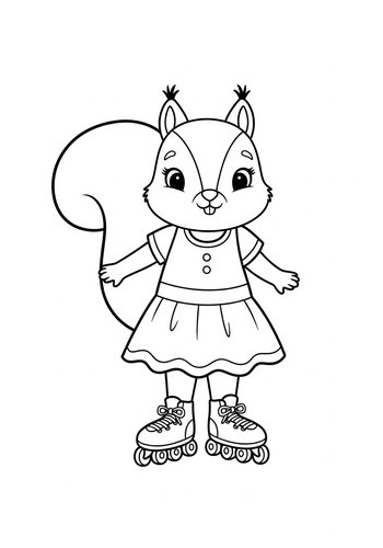 Roller Skating Squirrel Coloring Page