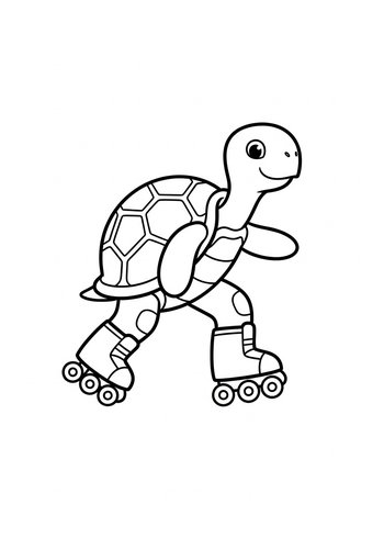 Roller Skating Turtle Coloring Page