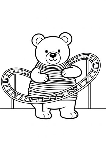 Rollercoaster Bear Coloring Page